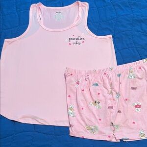 Pink 'Pawsitive Vibes' Pajama Set size Large